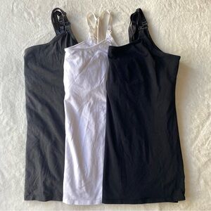 Old Navy 3-Pack Nursing Tank Tops Size XL Camisole Black, White, Charcoal